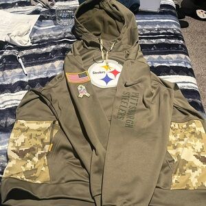 Pittsburgh Steelers Nike Olive Salute To Service Performance Pullover Hoodie